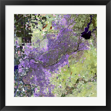 Framed Satellite view of the Sacramento Metropolitan Area Print