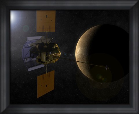 Framed Artist&#39;s Interpretation of the MESSENGER Spacecraft at Mercury Print