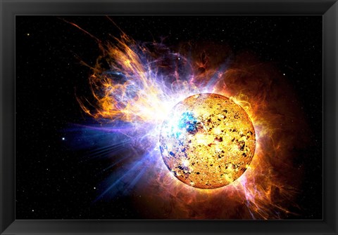 Framed Flare on the Star Known as EV Lacertae Print