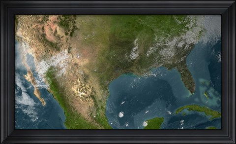Framed View of Southern United States and Mexico Print
