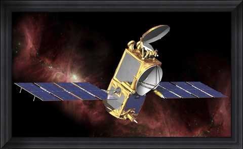 Framed Artist's Concept of the Ocean Surface Topography Mission/Jason-2 Spacecraft in Space Print