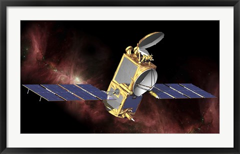 Framed Artist&#39;s Concept of the Ocean Surface Topography Mission/Jason-2 Spacecraft in Space Print