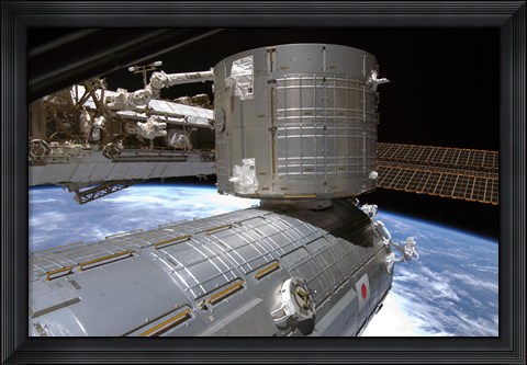 Framed Kibo Japanese Pressurized Module and Kibo Japanese Logistics Module of the International Space Station Print