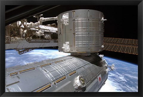 Framed Kibo Japanese Pressurized Module and Kibo Japanese Logistics Module of the International Space Station Print
