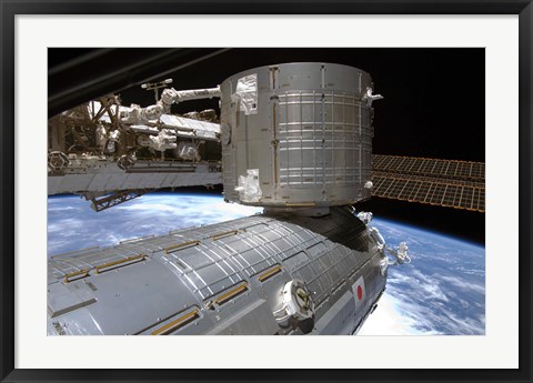 Framed Kibo Japanese Pressurized Module and Kibo Japanese Logistics Module of the International Space Station Print