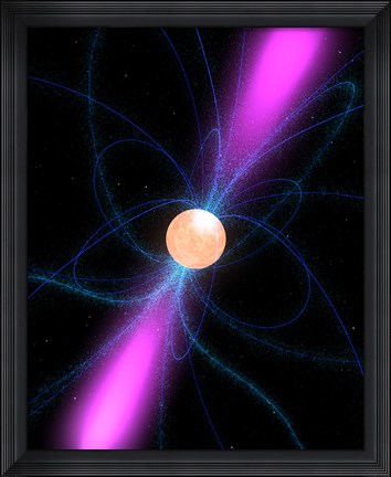 Framed Illustration of a Pulsar Print