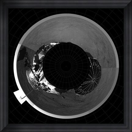 Framed Polar Projection of Mars Print