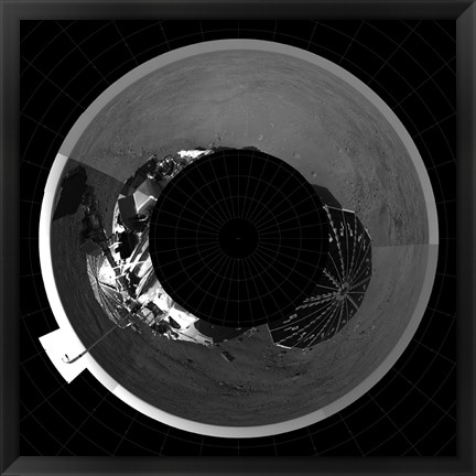 Framed Polar Projection of Mars Print