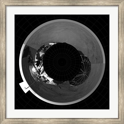 Framed Polar Projection of Mars Print
