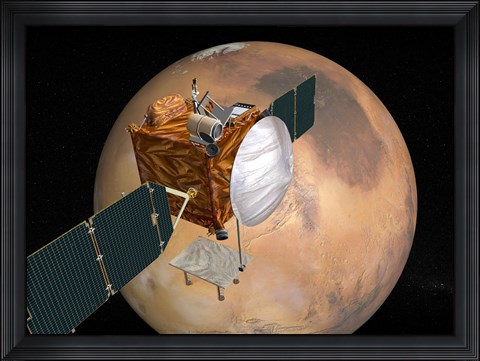 Framed Mars Telecommunications Orbiter in Flight around Mars Print