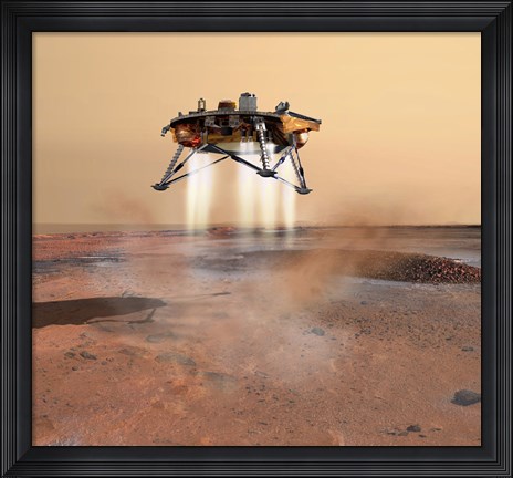 Framed Phoenix Mars Lander Arriving on Mars Print