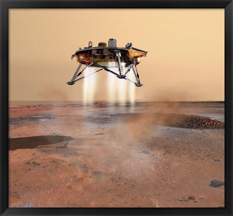 Framed Phoenix Mars Lander Arriving on Mars Print