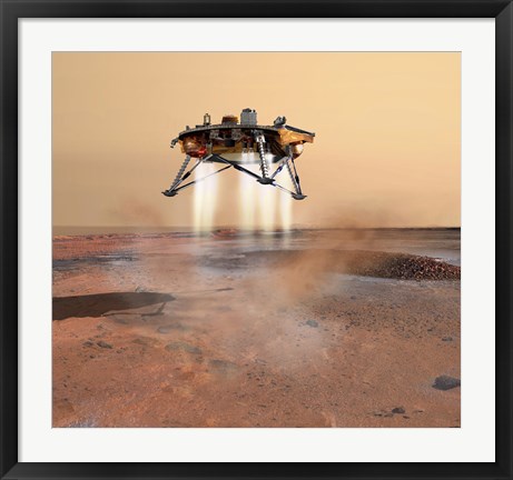 Framed Phoenix Mars Lander Arriving on Mars Print