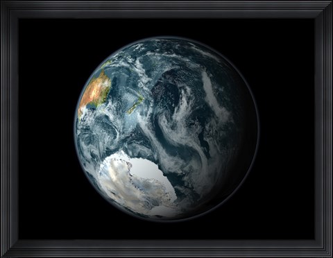 Framed Full view of the Earth Highlighting Antarctica and its Surrounding Sea Ice in the Southern Hemisphere Print