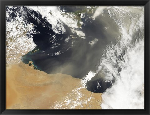 Framed Dust plumes Blowing off the North African Coast Print