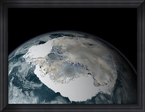 Framed Frozen Continent of Antarctica and its Surrounding Sea Ice Print