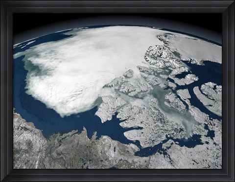Framed Arctic Sea Ice Above North America Print