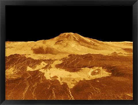 Framed 3D Perspective View of Maat Mons on Venus Print