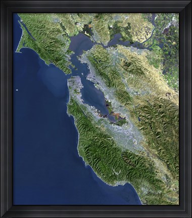 Framed Satellite view of San Francisco, California Print