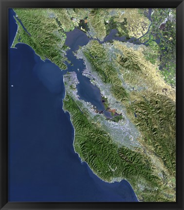 Framed Satellite view of San Francisco, California Print