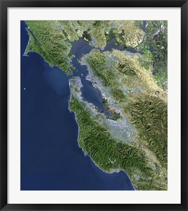 Framed Satellite view of San Francisco, California Print