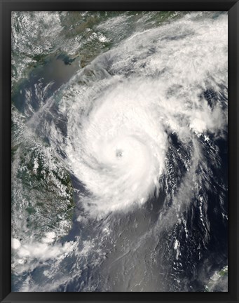 Framed Typhoon Neoguri approaching China Print