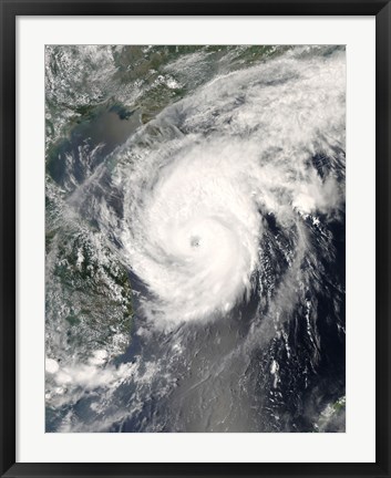 Framed Typhoon Neoguri approaching China Print
