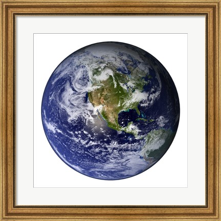 Framed Full Earth Showing North America (white background) Print
