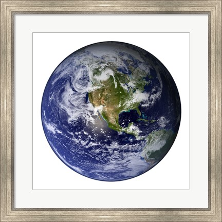 Framed Full Earth Showing North America (white background) Print