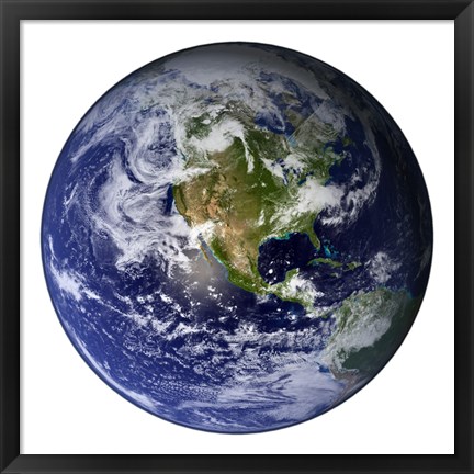 Framed Full Earth Showing North America (white background) Print