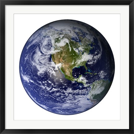 Framed Full Earth Showing North America (white background) Print