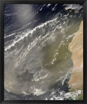 Framed Dust storm off West Africa Print