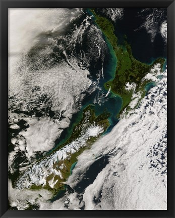 Framed Satellite view of New Zealand Print