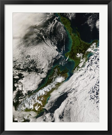 Framed Satellite view of New Zealand Print