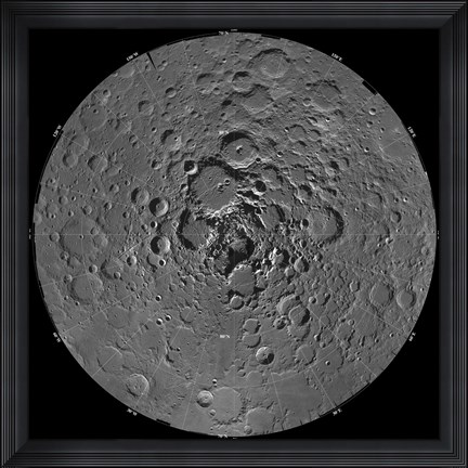 Framed Lunar Mosaic of the North Polar Region of the Moon Print