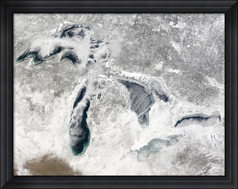 Framed Satellite view of the Great Lakes Print