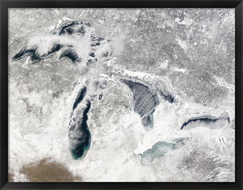 Framed Satellite view of the Great Lakes Print