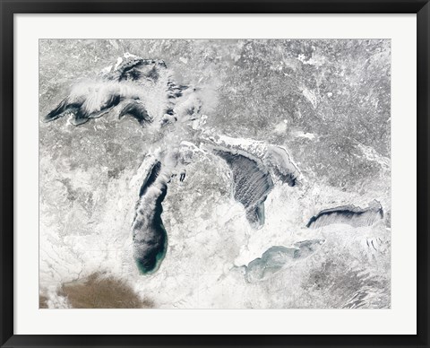 Framed Satellite view of the Great Lakes Print
