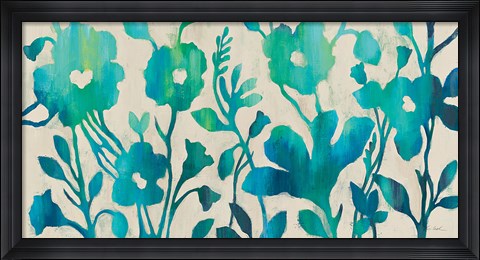 Framed Teal Trio I Print