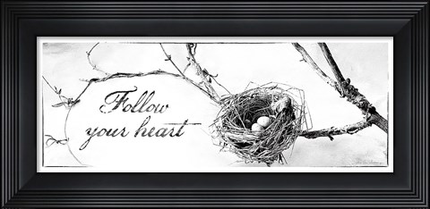 Framed Nest and Branch III Follow Your Heart Print