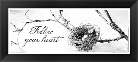 Framed Nest and Branch III Follow Your Heart Print