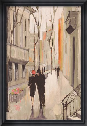 Framed Village Promenade Neutral Print