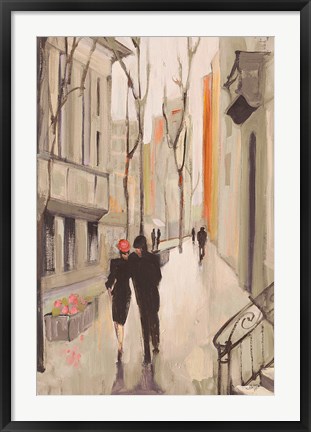 Framed Village Promenade Neutral Print