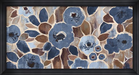 Framed Contemporary Tapestry Blue Print
