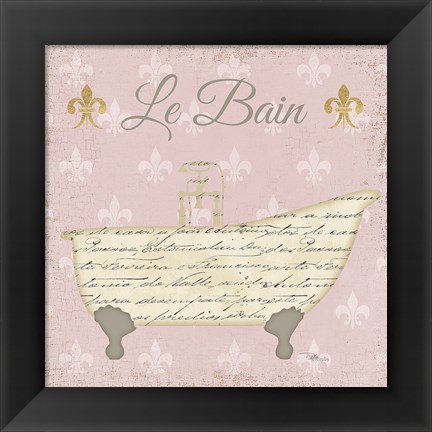 Framed Vintage Bath VI Fleur Pink Print