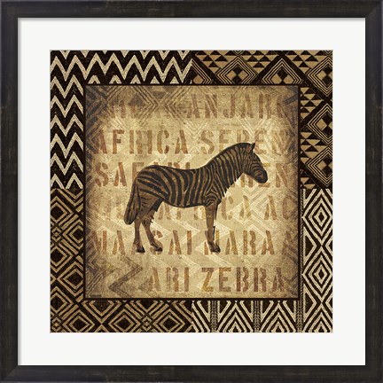 Framed African Wild Zebra Border Print