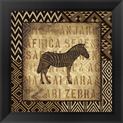 Framed African Wild Zebra Border Print