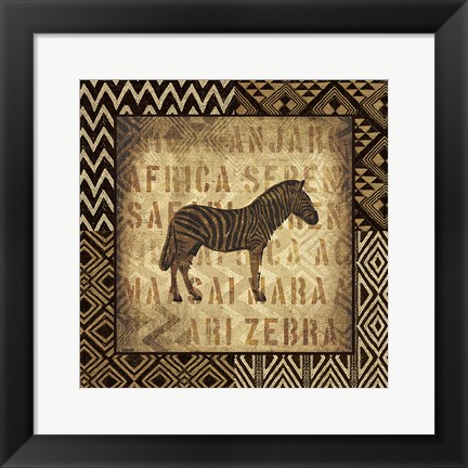 Framed African Wild Zebra Border Print