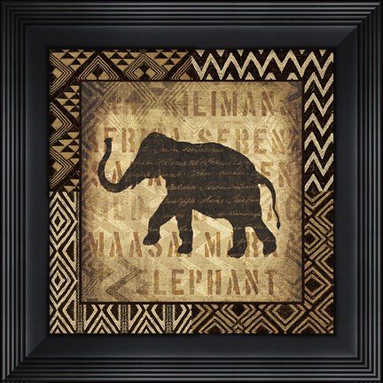 Framed African Wild Elephant Border Print