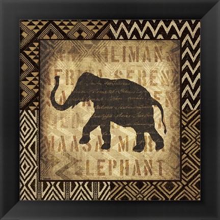 Framed African Wild Elephant Border Print